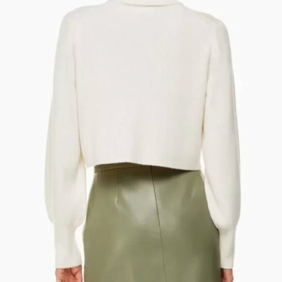 Wilfred Rebecca Turtleneck Cropped Sweater Merino Wool Knit Ribbed White Small - Picture 5 of 12